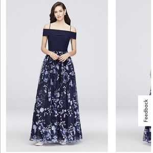 Nightway Women’s off the shoulder mesh and jersey gown size 18W worn once